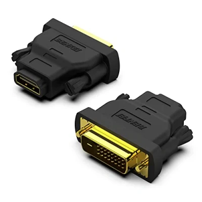 Abbildung von BENFEI Bidirektional DVI(DVI D) zu HDMI Adapter 2 Stück, DVI (DVI Stecker auf Buchse mit vergoldetem Stecker, unterstützt 1080P