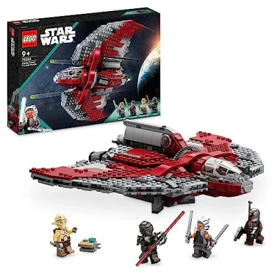 Abbildung von LEGO Star Wars Ahsoka Tanos T 6 Jedi Shuttle Set, baubares Raumschiff Spielzeug mit 4 Minifiguren inkl. Sabine Wren und Marrok Lichtschwertern, Geschenk für Fans der Serie 75362