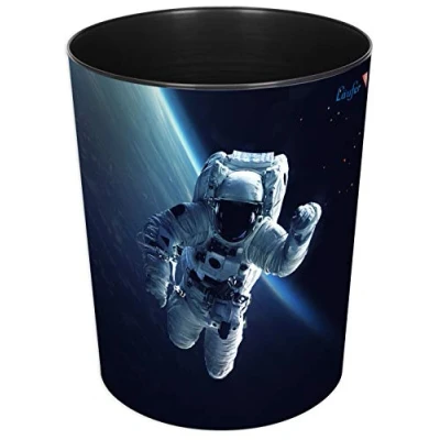 Abbildung von Läufer 26669 Papierkorb Astronaut, 13 Liter Mülleimer, perfekt für das Kinderzimmer, rund, stabiler Kunststoff, Abfalleimer Kinder