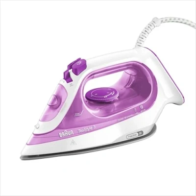 Abbildung von Braun TexStyle 3 SI 3030 PU Dampfbügeleisen Bügeleisen mit FreeGlide 3D Bügelsohle, Selbstreinigungs Funktion, 2300 Watt, Dampfstoß 140g/min, 270 ml Wassertank, Violett