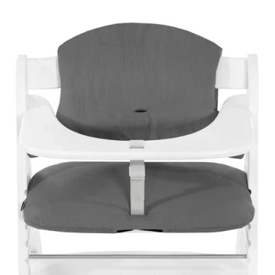 Abbildung von hauck Sitzkissen für Alpha+, Beta+ &amp; Arketa Holzhochstuhl Highchair Pad Select, Anti Rutsch Noppen, Doppelte Polsterung an Rückenlehne, Einfache Befestigung am Kinderstuhl (Dark Grey)