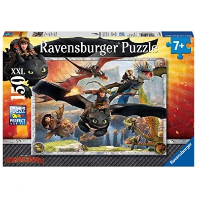 Abbildung von Ravensburger Kinderpuzzle 10015 Drachenzähmen leicht gemacht Dragons Puzzle für Kinder ab 7 Jahren, mit 150 Teilen im XXL Format, Yellow