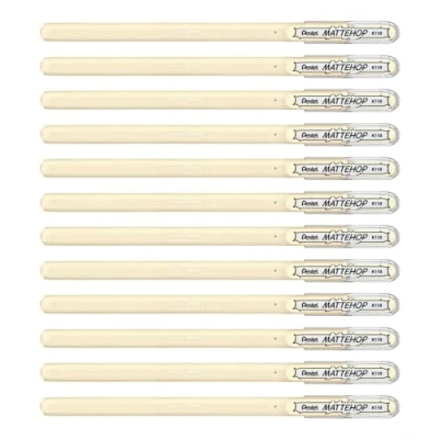 Abbildung von Pentel Mattehop Gelroller, 1,0 mm, Elfenbeinweiß, 12 Stück