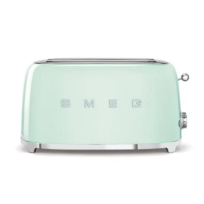 Abbildung von Smeg, 2x2 TSF02PGEU Toaster, 2 lange Schlitze für Scheiben, 6 Vergoldungsniveaus, Heizfunktion, Abtau und Bagel Funktion, Sammelschublade, 950W, Pastellgrün