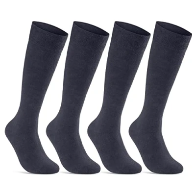 Abbildung von sockenkauf24 Kniestrümpfe Herren Baumwolle mit Komfortbund Navy Blau 22126 (4 Paar 43 46)