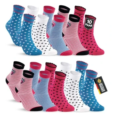 Abbildung von 10 Paar Kinder Socken Jungen &amp; Mädchen Baumwolle Kindersocken 54330 (23 26)
