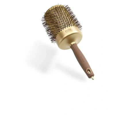 Abbildung von Olivia Garden Expert Blowout Shine Gold &amp; Braun 80 Runde, antistatische Keramikbürste für glänzende und frizzfreie Blowouts