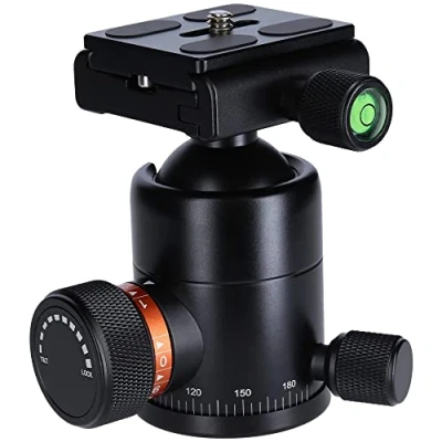 Abbildung von Rollei Stativ Kugelkopf für C6i Stativ, professioneller 360 Grad Stativkopf mit Friktion, 12 KG Tragkraft und 3 Wasserwaagen.Inkl. Acra Swiss Schnellwechselplatte