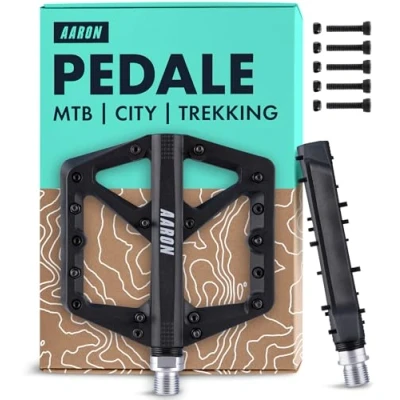 Abbildung von AARON Dirt Pedale aus Kunstoff mit hochwertigen Industrie Kugellager, rutschfest durch Top Grip &amp; Flat Design, Plattform Fahrradpedale für Dirtbike, E Bike, Mountainbike (MTB) Trekking in Mint