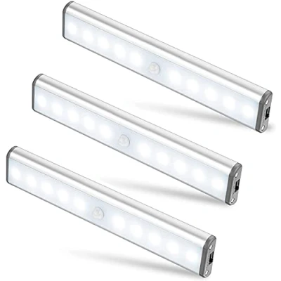 Abbildung von MOSTON Schrankleuchten mit Bewegungsmelder 10 LED USB Wiederaufladbar Magnetisch Nachtlicht LED,Auto/ON/OFF Geeignet für Schrank Kinderzimmer Flur Schlafzimmer Küche Treppe
