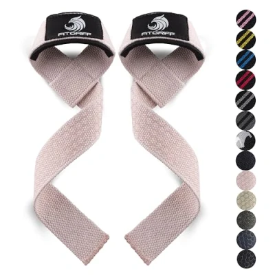 Abbildung von Fitgriff® Zughilfen (gepolstert) für Krafttraining, Bodybuilding, Fitness Kreuzheben Gurte Lifting Straps Frauen und Männer (Blush Pink, Silicone)