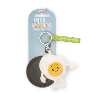 Abbildung von NICI Schlüsselanhänger Spiegelei Happy Birthday 7cm Weiss Treuer Begleiter für Rucksack oder Tasche, Schlüsselhalter klein und Groß 61801, Weiß