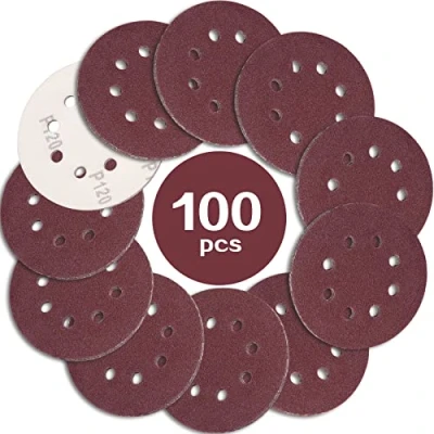 Abbildung von STEBRUAM 100 Stück Schleifpapier 125mm Klett 120 körnung,Profi 125 Schleifscheiben Rund 8 Loch für Exzenterschleifer