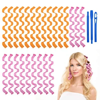 Abbildung von URAQT Lockenwickler, 24 Stück Locken Wave Styling Kit, Haar Lockenwickler Hair Curler mit Haken für alle Frisuren (45cm)
