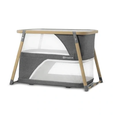 Abbildung von Kinderkraft Kinderreisebett 4 in 1 SOFI, Babybetten, Kinderbett, Baby Zustellbett, Reisebett mit Zubehör, Laufgitterfunktion, Modernes Design, Kleine Abmessungen nach Zusammenklappen, Grau