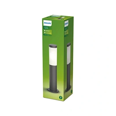 Abbildung von PHILIPS Outdoor LED Sockelleuchte Utrecht, für den Außenbereich, Anthrazit, 60W, IP44 Schutzklasse, austauschbares Leuchtmittel