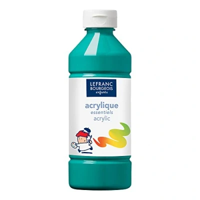Abbildung von Lefranc &amp; Bourgeois 188534 Value Kinder Acrylfarbe, auf Wasserbasis, mit Glanzeffekt, seidenglänzender Finish, deckend, Dosieröffnung, 500ml Flasche, dunkelgrün