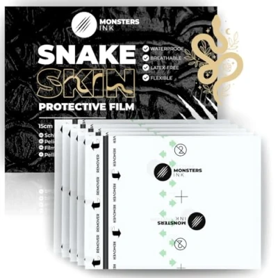 Abbildung von 5 x Snake Skin Tattoo Folie Heilung, Pflaster, Wasserdicht Second Folie, Monsters Ink (15cm 10cm (X 5))