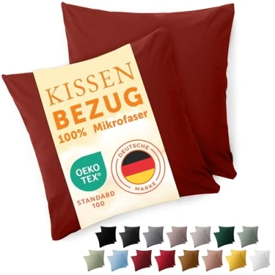 Abbildung von Blumtal Kissenbezug 40 x 40, 2 Stück Oeko TEX zert. Kissenbezüge 100% Mikrofaser in extra weich &amp; waschmaschinenfest Bezug Kissen 40x40 Aurora Red