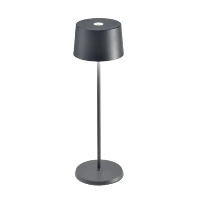 Abbildung von Zafferano, Olivia Pro Lampe, Tragbare und Wiederaufladbare Tischlampe mit Touch Control, Geeignet für Wohnzimmer Außenbereich, Dimmer, 2200 3000 K, Höhe 35 cm, Farbe Dunkelgrau