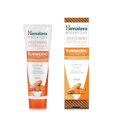 Abbildung von Himalaya Whitening Antiplaque Toothpaste with Turmeric + Coconut Oil for Brighter Teeth, 4 oz, (4 oz)