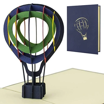 Abbildung von Gutschein oder perfekte Verpackung für Heißluftballonfahrt, Geschenk als 3D Pop Up Modell, H12