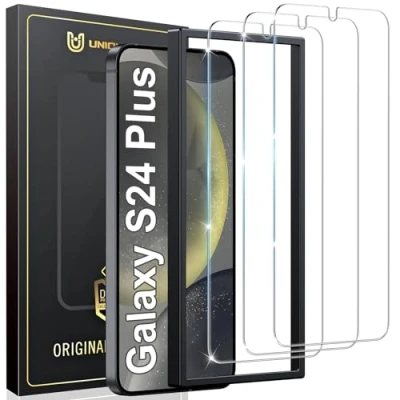 Abbildung von UniqueMe Schutzfolie für Samsung Galaxy S24 Plus Panzer Schutz Glas, 3 Stück Schutzglas, 9H Härte Panzerfolie, HD Klar, Anti Kratzer