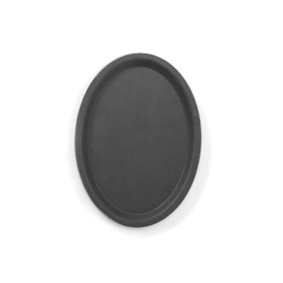 Abbildung von HENDI Serviertablett 20 x 26,5 cm Antirutsch Kunststoff glasfaserverstärkt schwarz oval, Gastro Tablett kaufen