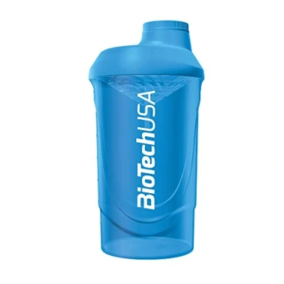 Abbildung von BioTechUSA Wave Shaker Shakerflasche 100% auslaufsicher Verbessertes Mischen Langlebig &amp; sicher Einfach zu benutzen reinigen, 600 ml, Blau