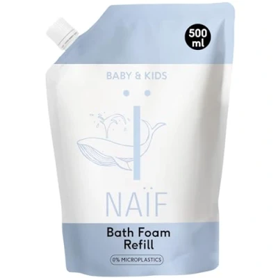 Abbildung von Naïf Reinigender Badeschaum Nachfüllpackung 500ml für Baby und Kind Natürliche Inhaltsstoffen Ohne Mikroplastik