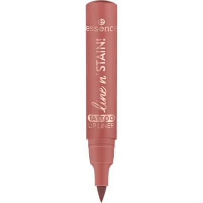 Abbildung von essence line n&#039; STAIN! TATTOO LIP LINER, Nr. 02, Braun, langanhaltend, definierend, Färbeeffekt, farbintensiv, vegan, ohne Parfüm, Alkohol, Parabene, 1er Pack (2.5ml)