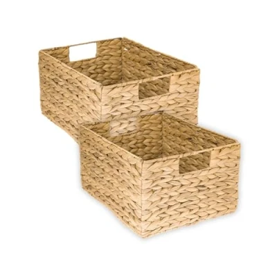 Abbildung von HMF Aufbewahrungskorb, faltbarer Korb geflochten aus Wasserhyazinthe Seegras 2er Set Größe L 36 x 28 20 cm