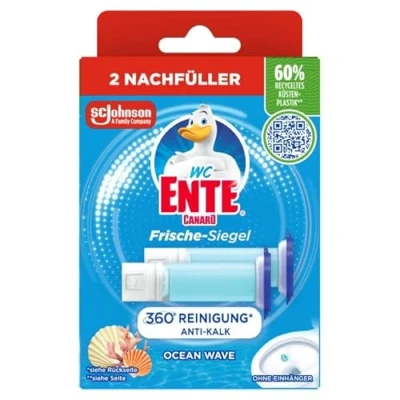 Abbildung von WC Ente Frische Siegel Nachfüller, körbchenloser Reiniger, 12 Gel Steine, Marine Duft, 2 x 36 ml