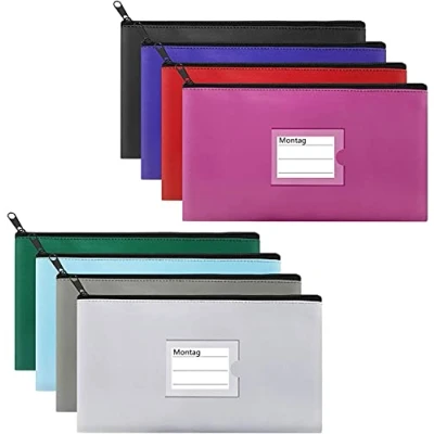 Abbildung von Alumuk Elegante Bankmappe Banktasche 8 Stück Geldbeutel Geldtasche Etui für Geldscheine PU mit Reißverschluss auch Stifteeui Kosmetiktasche Transporttasche 27 x 15cm (Bunt c)