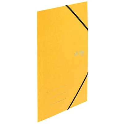 Abbildung von VON Leitz 5er Pack Eckspannermappe A4, Recycling Karton, für 150 Blatt, 3 Klappen, Mappe Mit Gummizug, modernem Aufdruck, Leichter Ordner Schule &amp; Zuhause, Gelb, 30080015