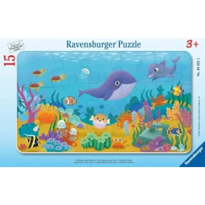 Abbildung von Ravensburger Kinderpuzzle Tierkinder unter Wasser 15 Teile Rahmenpuzzle für Kinder ab 3 Jahren