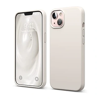 Abbildung von elago Liquid Silicone Case Kompatibel mit iPhone 13 Hülle (6,1&quot;), Hochwertiges Silikon, Rundumschutz Handyhülle : 3 Layer Struktur Schutzhülle, Kratzfestes Weiches Mikrofaserfutter (Taupe)