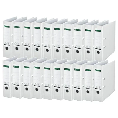 Abbildung von Leitz Qualitäts Ordner 180 Plastik, 20er Pack, A4, Weiß, 8,2 cm Rückenbreite, PP laminierter Einband, 10105001