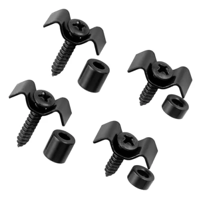 Abbildung von Musiclily Stahl Butterfly Vintage String Guides Trees Saitenniederhalter Guitar Retainers für Strat Tele Style E Gitarre, Schwarz (2 Stück)