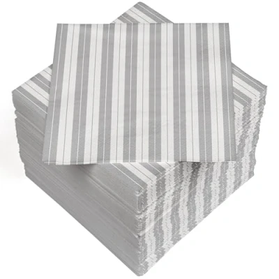 Abbildung von HEKU 100 Servietten, 3 lagig, 33x33cm I Saugstark und praktisch verpackt Ideal für Hochzeiten, Jubiläen besondere Anlässe, Streifen