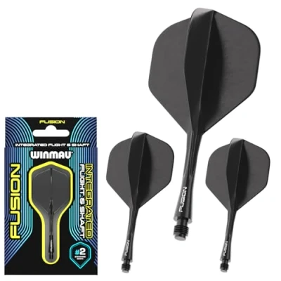 Abbildung von WINMAU Fusion Schwarz Mittelstufe Integriertes Dartflug und Schaftsystem 1 Set pro Packung (insgesamt 3 Flug Schäfte)