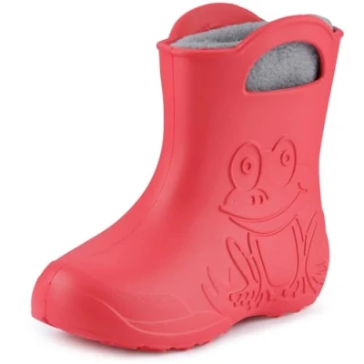 Abbildung von Ladeheid EVA Kinder Jungen Mädchen Gummistiefel Regenschuhe gefüttert LA CA 03 (Koralle/Grau, 28/29 EU)