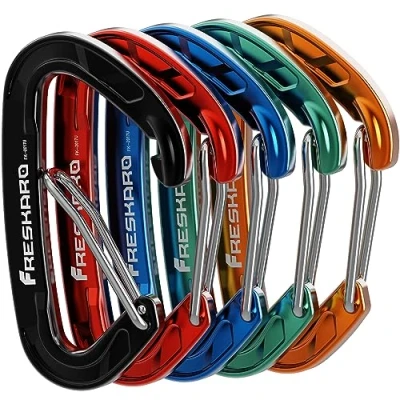 Abbildung von FresKaro 8kN Karabiner Clips, Wiregate Heavy Duty, 5er Pack, Regenbogenfarben