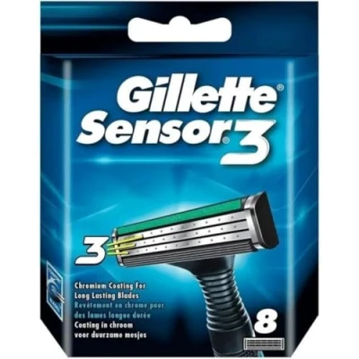Abbildung von Gillette Sensor3 Rasierklingen mit verbesserten Gleitstreifen für eine glatte und komfortable Rasur, 10 Ersatzklingen