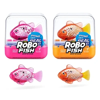 Abbildung von Robo ALIVE Fish Series 3 Roboter Schwimmfisch, 2er Pack, rosa und lila, schwimmt in mehrere Richtungen, batteriebetrieben, Spielzeugfisch, Poolspielzeug (2er lila)