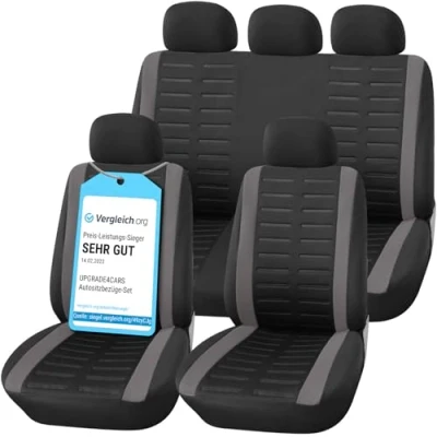 Abbildung von Upgrade4cars Autositzbezüge Set Universal Auto Schonbezüge für die Vordersitze &amp; Rückbank in Grau