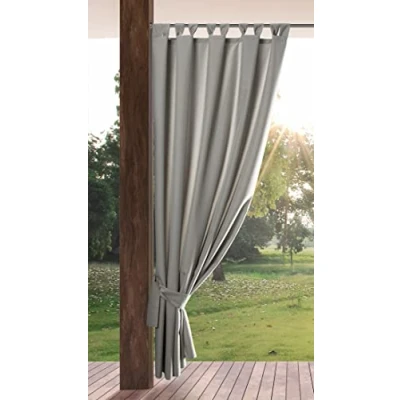Abbildung von Eurofirany Garden Outdoorvorhäng mit Schlaufenschal 1 STK. Abnehmbaren Schlaufen, Sonnenschutz Sichtschutz Winddicht Wasserdicht Vorhäng für Pavillon Terrasse Pergola, 155x260 cm, Hellgrau