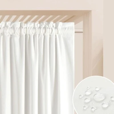 Abbildung von ROOM99 Outdoorvorhäng mit Kräuselband Garden Line 155 x 250 cm Breite Höhe Outdoor Vorhang wetterfest Wasserdicht Sichtschutz Sonnenschutz Gardinen Garten Winddicht Ecru, 1 Stück