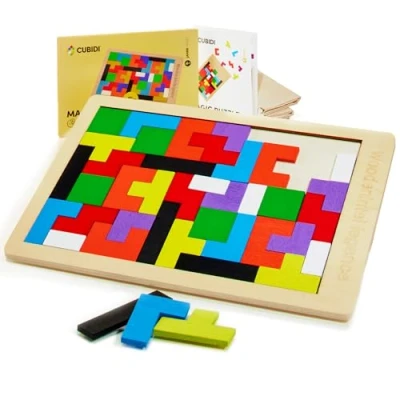 Abbildung von CUBIDI® Kreatives Montessori Tangram Puzzle Fördert logisches Denken und Räumliche Vorstellungskraft Geschicklichkeitsspiel aus Hochwertigem Holz Lernspiele ab 4 Jahre für Jungen Mädchen