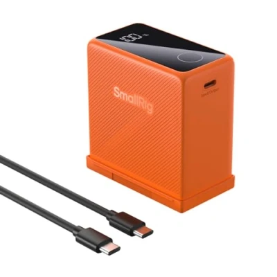 Abbildung von SMALLRIG NP F970 10500mAh Replacement Battery für Sony F750 F550, PD 36W USB C 3,5 Stunden Schnellladung, Kamera akku mit OLED Bildschirm Kamera, LED Videoleuchte, Camcorder, Orange 4576